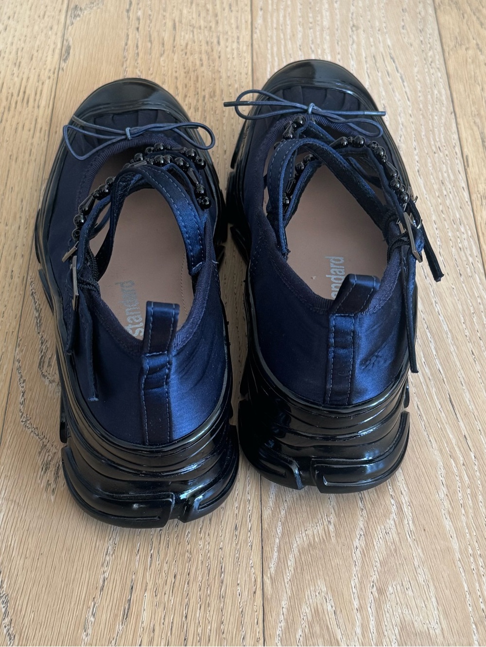 Double Zero Navy Blue Satin Ballet Sneakers - Picture 8 of 11